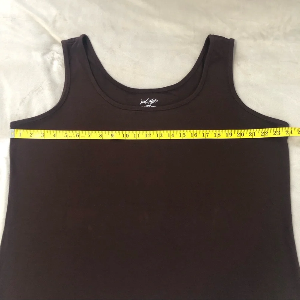 Lord Taylor Womens Tank Top Plus Size 3X LOT OF 2 Navy Blue Print & Brown Solid - Picture 10 of 13